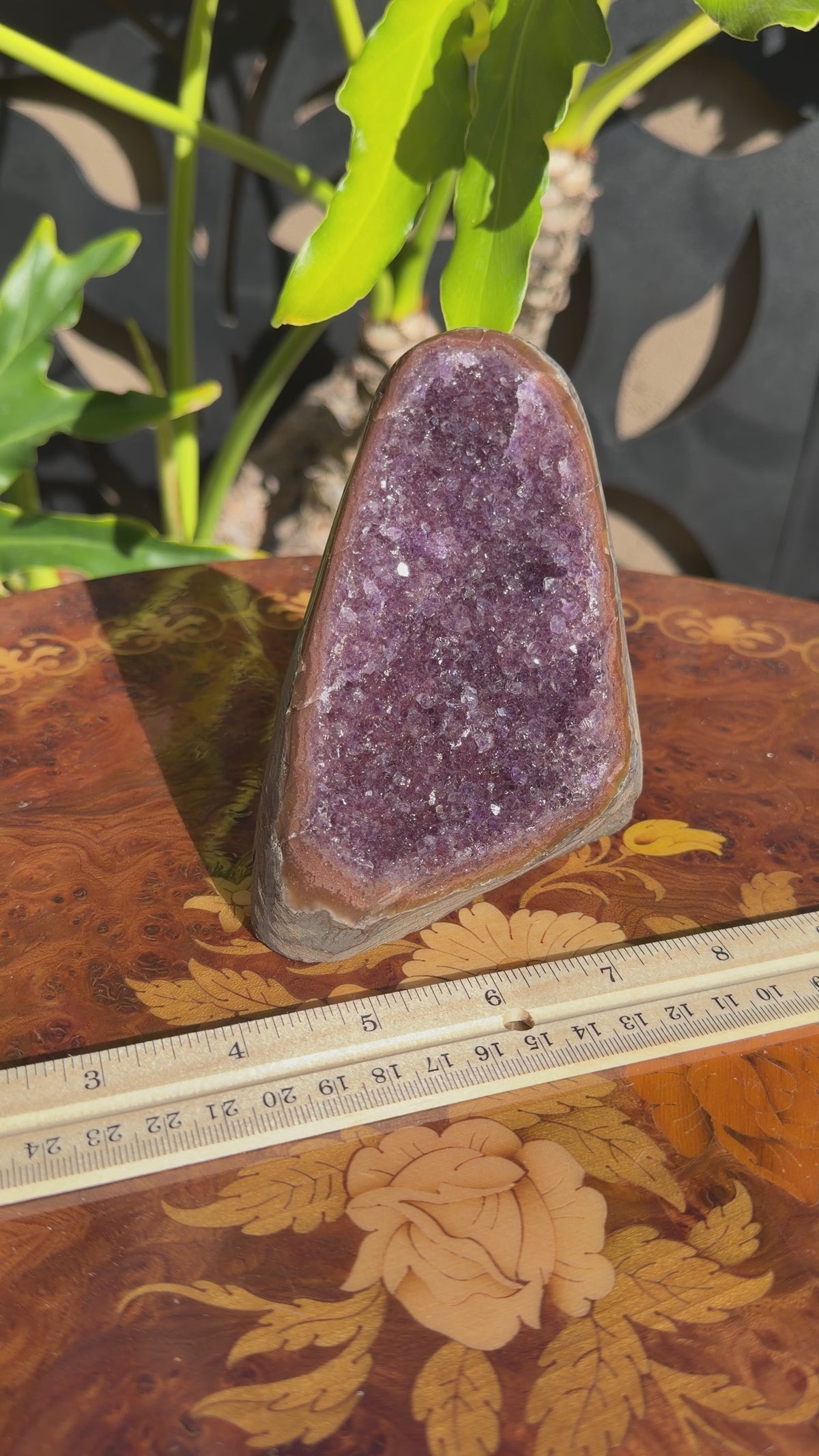 Purple Amethyst with Orange/Red banding cut base | Uruguay