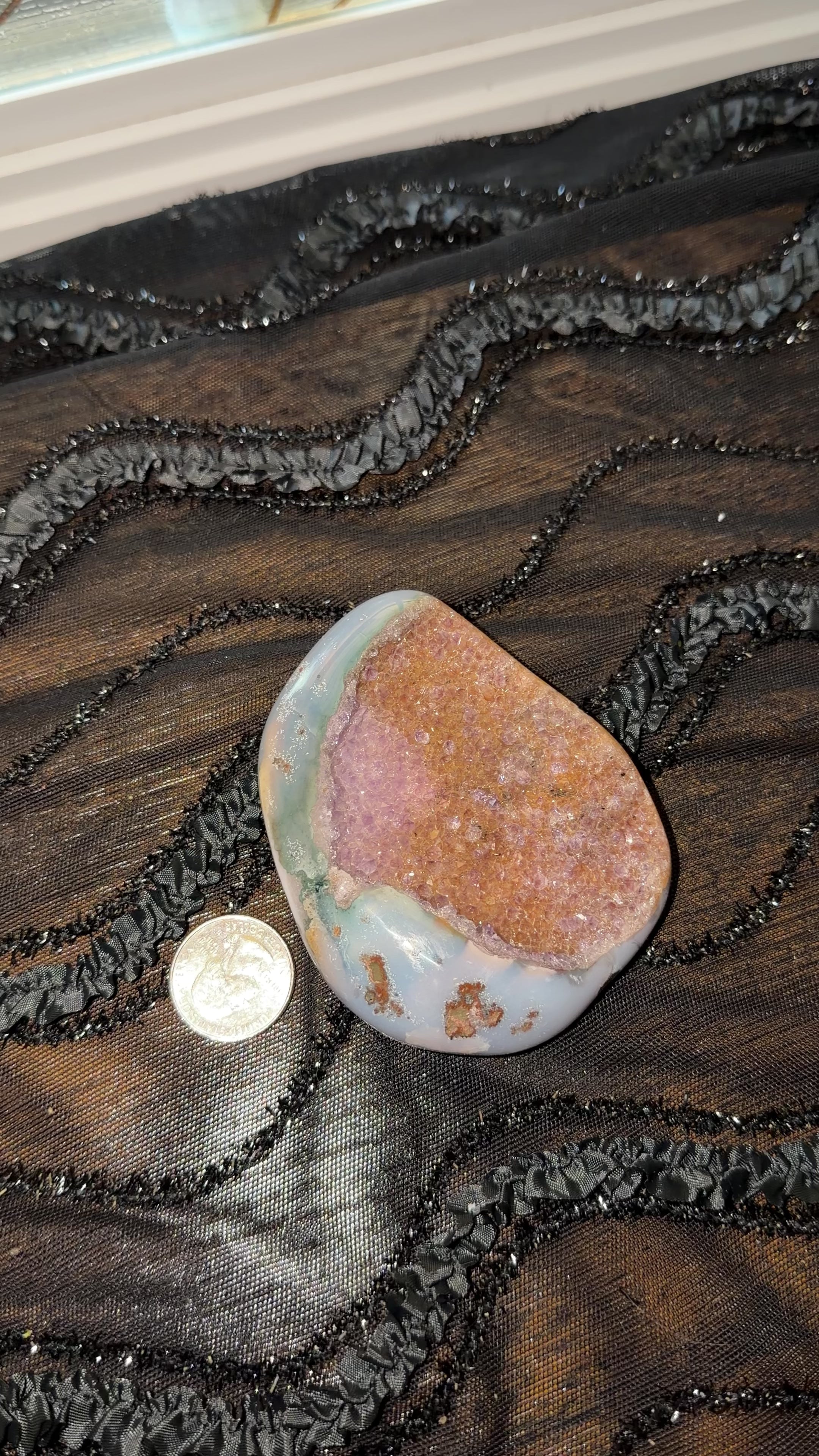 Palm size.  quarter in view for size reference. 