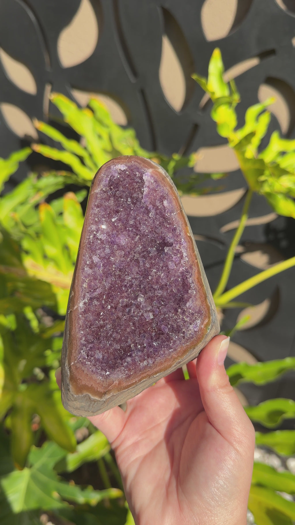 Purple Amethyst with Orange/Red banding cut base | Uruguay